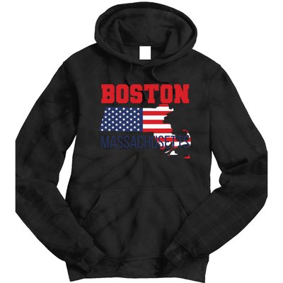 Boston Massachusetts New England Cape Cod Usa Flag Sports Tie Dye Hoodie