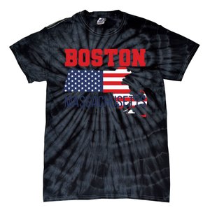 Boston Massachusetts New England Cape Cod Usa Flag Sports Tie-Dye T-Shirt