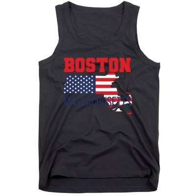 Boston Massachusetts New England Cape Cod Usa Flag Sports Tank Top