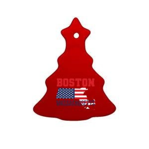 Boston Massachusetts New England Cape Cod Usa Flag Sports Ceramic Tree Ornament