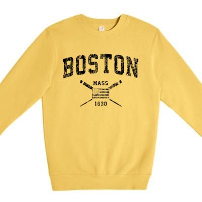 Boston Ma Nautical Vintage Us Flag Premium Crewneck Sweatshirt