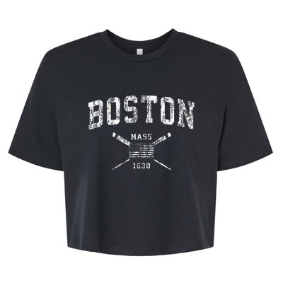 Boston Ma Nautical Vintage Us Flag Bella+Canvas Jersey Crop Tee