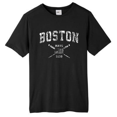 Boston Ma Nautical Vintage Us Flag Tall Fusion ChromaSoft Performance T-Shirt