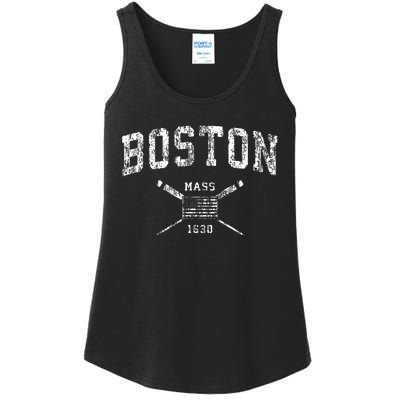 Boston Ma Nautical Vintage Us Flag Ladies Essential Tank