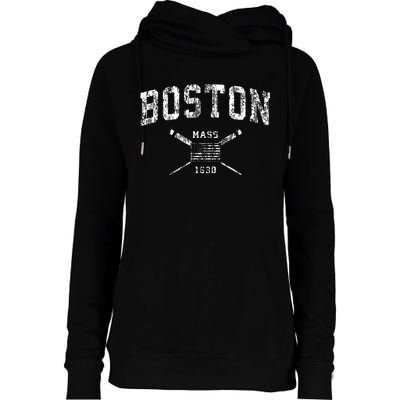 Boston Ma Nautical Vintage Us Flag Womens Funnel Neck Pullover Hood