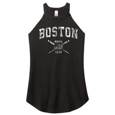 Boston Ma Nautical Vintage Us Flag Women's Perfect Tri Rocker Tank