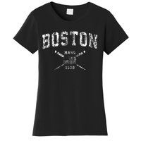 Boston Ma Nautical Vintage Us Flag Women's T-Shirt