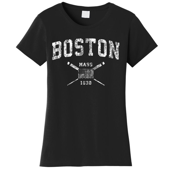 Boston Ma Nautical Vintage Us Flag Women's T-Shirt