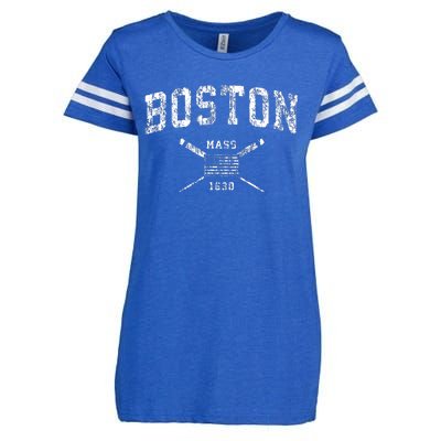 Boston Ma Nautical Vintage Us Flag Enza Ladies Jersey Football T-Shirt