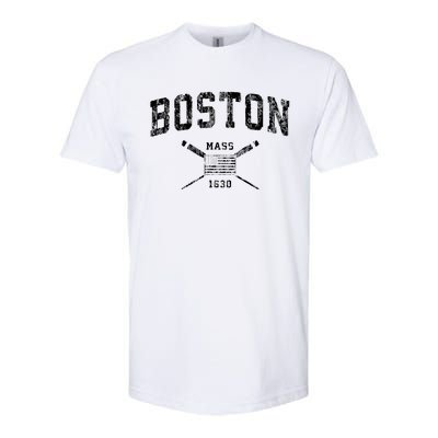 Boston Ma Nautical Vintage Us Flag Softstyle CVC T-Shirt