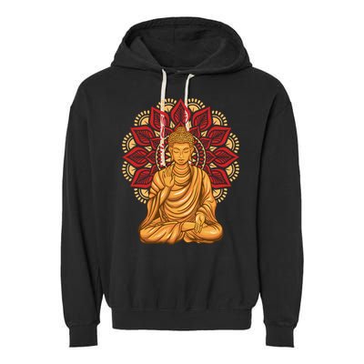 Buddha Monk Namaste Buddha Day Smile Happy Laugh Buddhism Cool Gift Garment-Dyed Fleece Hoodie