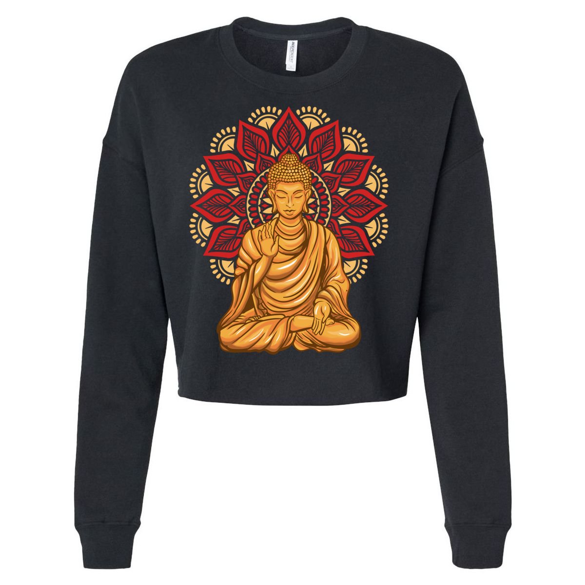 Buddha Monk Namaste Buddha Day Smile Happy Laugh Buddhism Cool Gift Cropped Pullover Crew