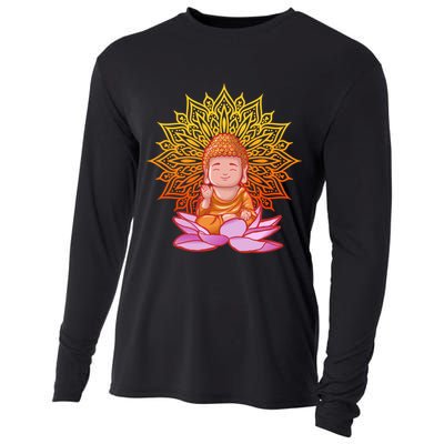 Buddha Monk Namaste Day Smile Happy Laugh Buddhism Gift Cooling Performance Long Sleeve Crew