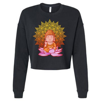 Buddha Monk Namaste Day Smile Happy Laugh Buddhism Gift Cropped Pullover Crew