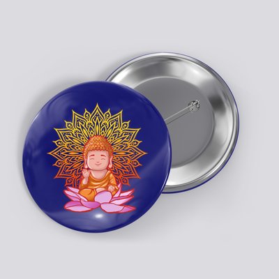 Buddha Monk Namaste Day Smile Happy Laugh Buddhism Gift Button