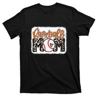 Baseball Mom Orange Leopard Baseball Mama T-Shirt