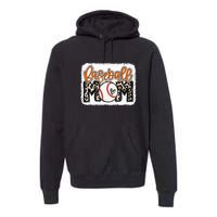 Baseball Mom Orange Leopard Baseball Mama Premium Hoodie