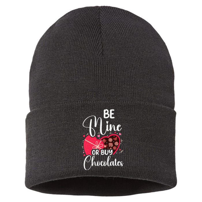 Be Mine Or Buy Chocolates Relationship Couple Heart Sustainable Knit Beanie