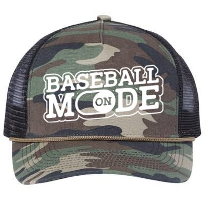 Baseball Mode On Cool Gift Funny Baseball Match Player Baseballer Gift Retro Rope Trucker Hat Cap