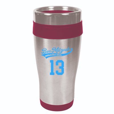 Bar Mitzvah Ofiicaly A Man Sports Baseball 16oz Travel Tumbler
