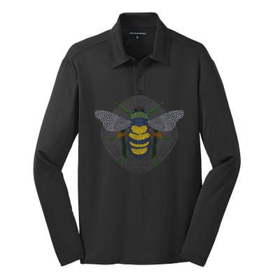 Bees Made Of Nature Flowers And Trees Save The Bees Gift Silk Touch Performance Long Sleeve Polo