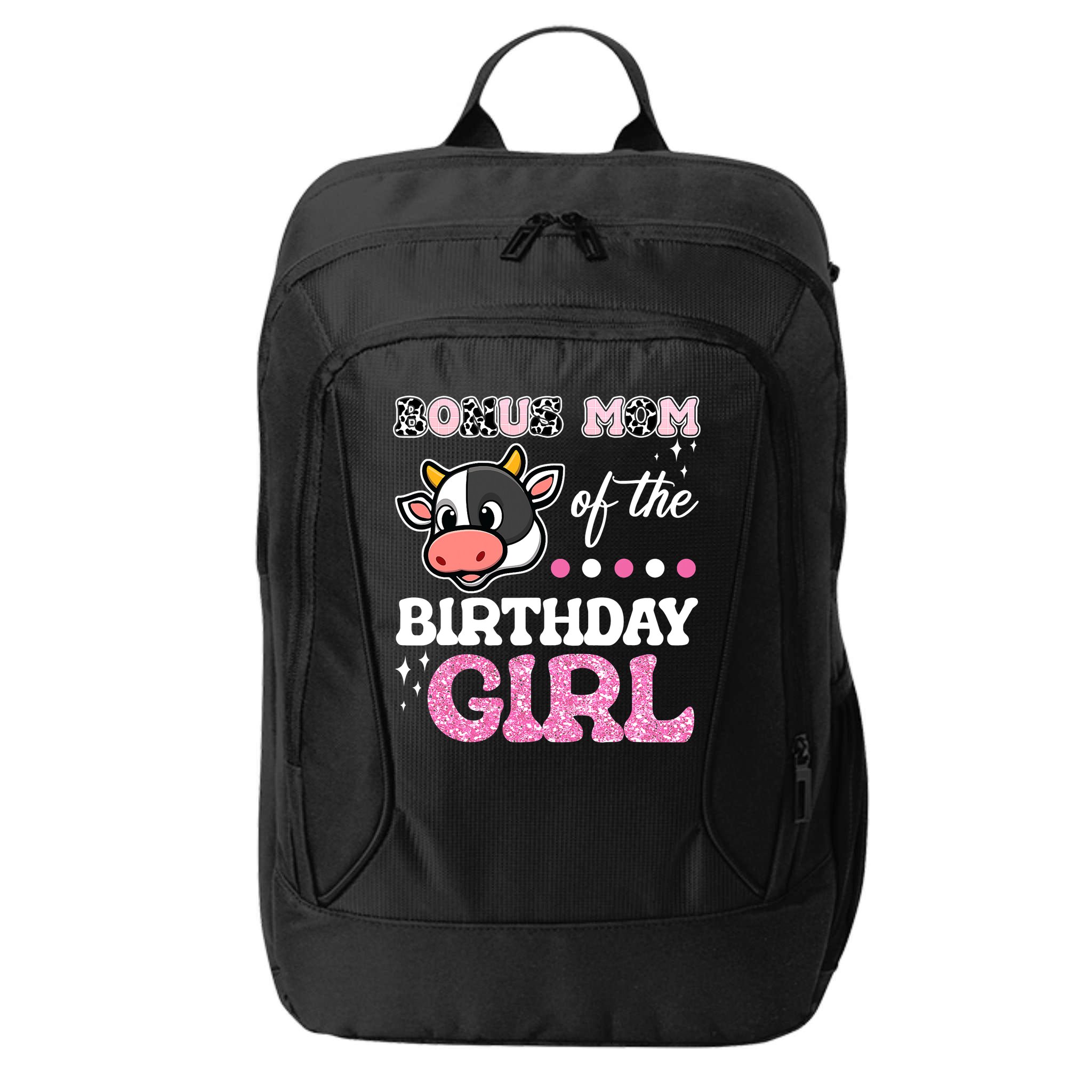 Bonus Mom Of The Birthday Girl Farm Barnyard Party Cow Lover City Backpack