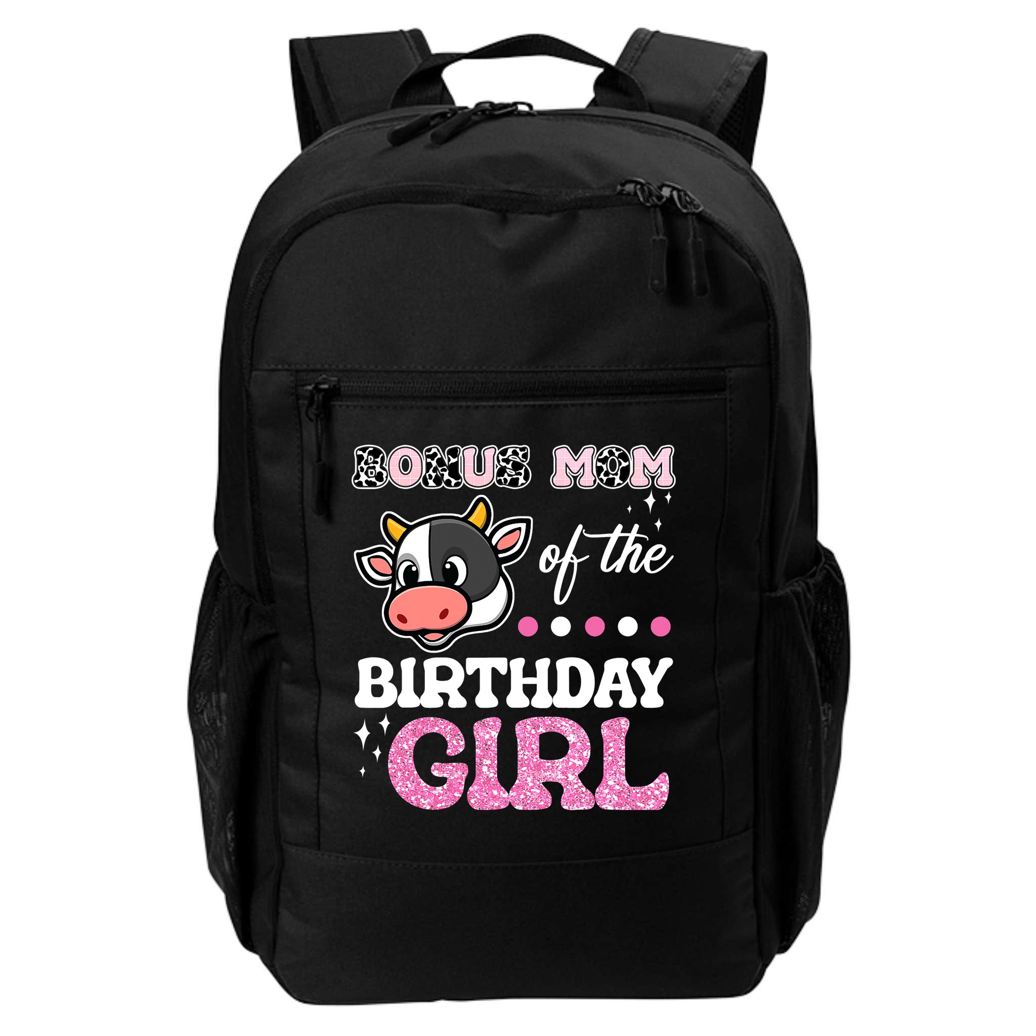 Bonus Mom Of The Birthday Girl Farm Barnyard Party Cow Lover Backpack