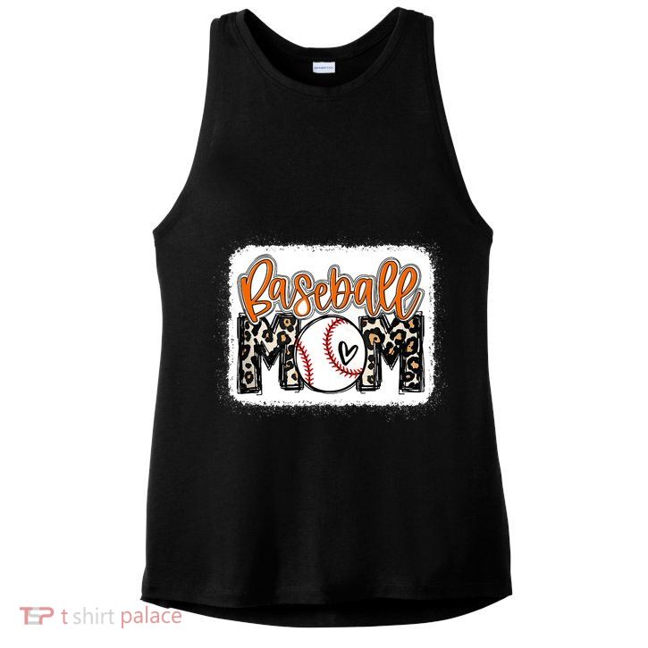 Baseball Mom Orange Leopard Baseball Mama Tank Top Ladies PosiCharge Tri-Blend Wicking Tank