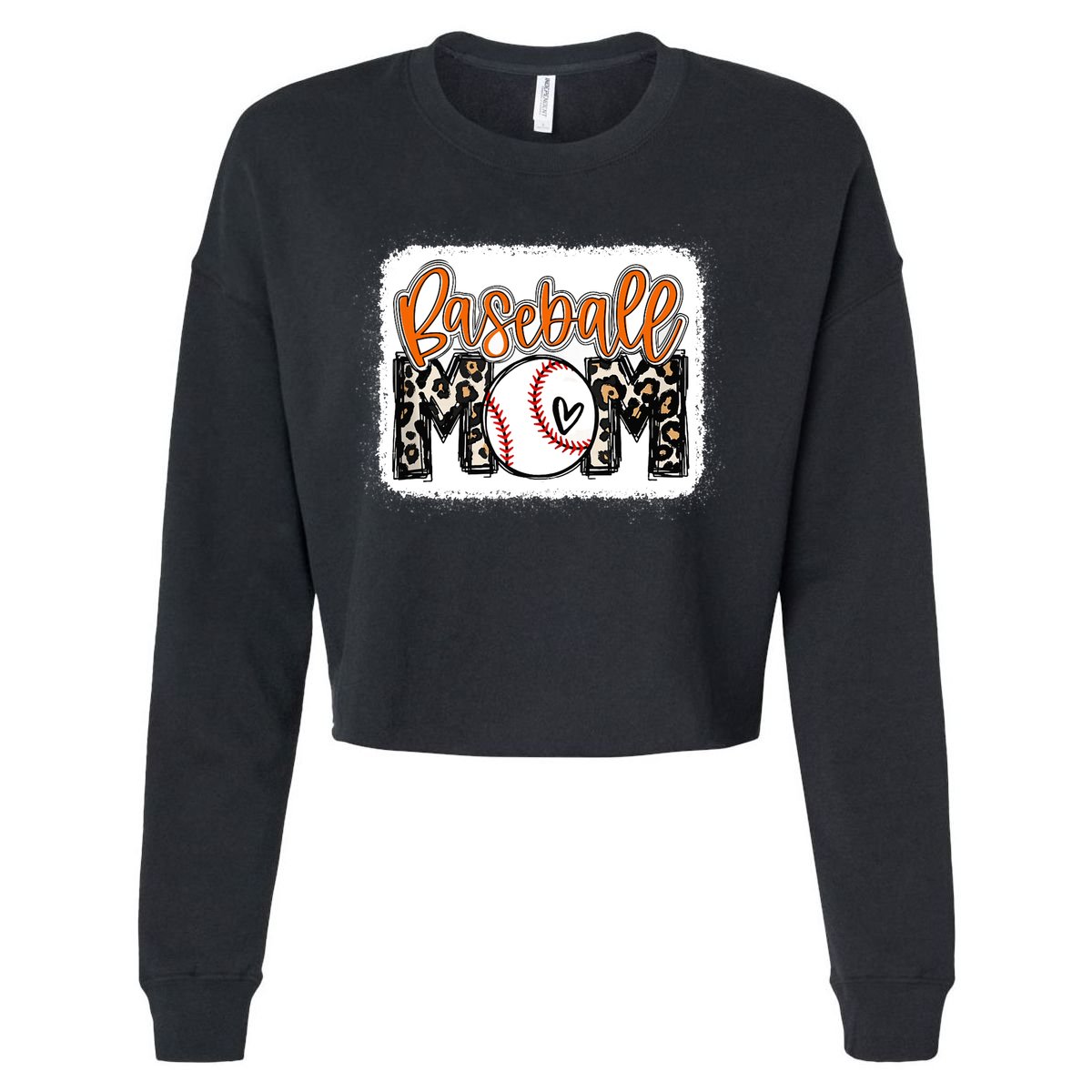 Baseball Mom Orange Leopard Baseball Mama Tank Top Cropped Pullover Crew