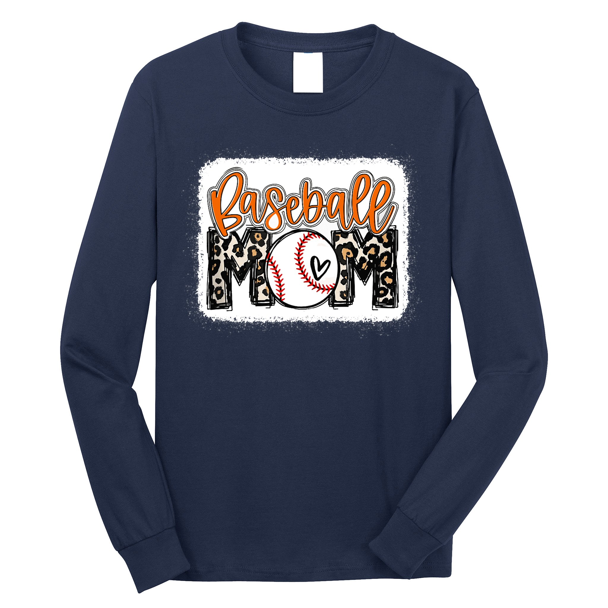 Baseball Mom Orange Leopard Baseball Mama Tank Top Long Sleeve Shirt