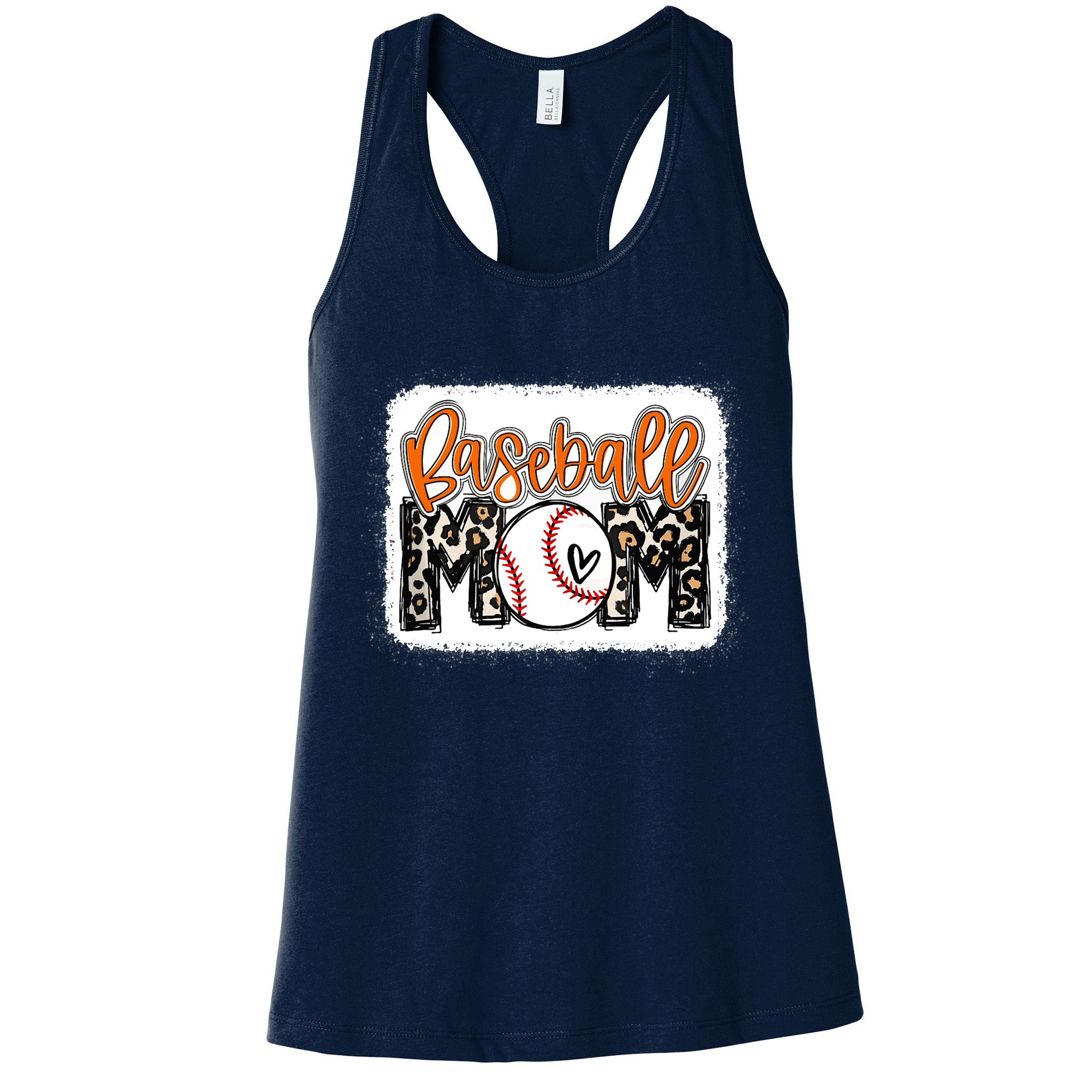 Baseball Mom Orange Leopard Baseball Mama Tank Top Womens Tank Top