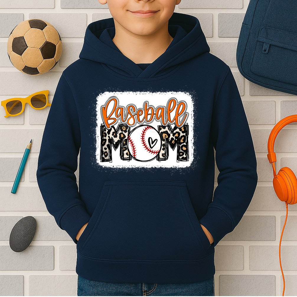 Baseball Mom Orange Leopard Baseball Mama Tank Top Kids Hoodie