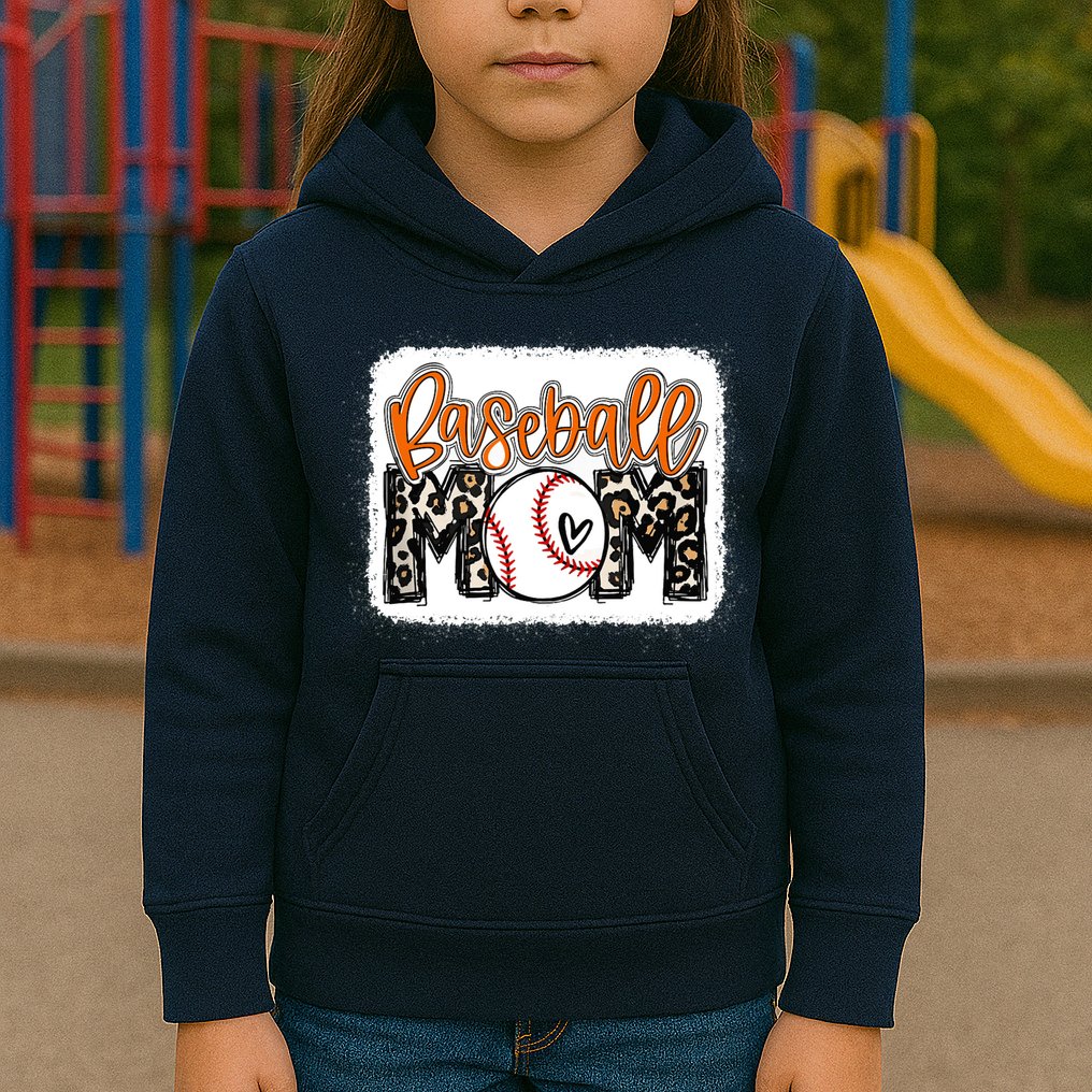 Baseball Mom Orange Leopard Baseball Mama Tank Top Kids Hoodie