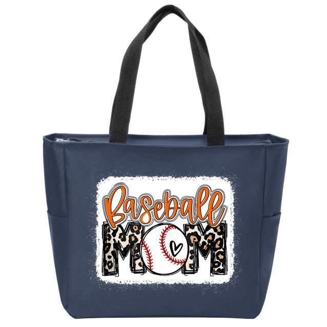 Baseball Mom Orange Leopard Baseball Mama Tank Top Zip Tote Bag