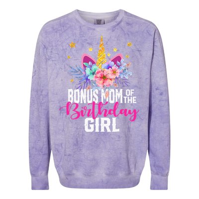 Bonus Mom Of The Birthday Mothers Day Unicorn Birthday Colorblast Crewneck Sweatshirt