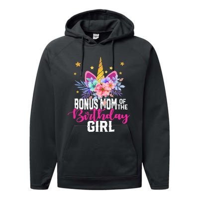 Bonus Mom Of The Birthday Mothers Day Unicorn Birthday Performance Fleece Hoodie