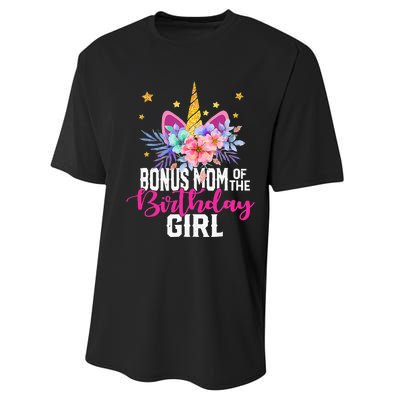 Bonus Mom Of The Birthday Mothers Day Unicorn Birthday Performance Sprint T-Shirt