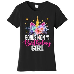 Bonus Mom Of The Birthday Mothers Day Unicorn Birthday Women's T-Shirt