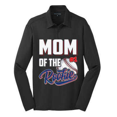 Baseball Mom of Rookie 1 Years old Team 1st Birthday Silk Touch Performance Long Sleeve Polo