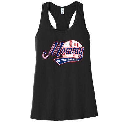 Baseball Mom of Rookie 1 Years old Team 1st Birthday Women's Racerback Tank