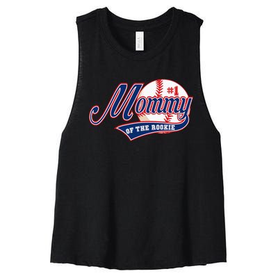 Baseball Mom of Rookie 1 Years old Team 1st Birthday Women's Racerback Cropped Tank