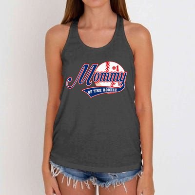 Baseball Mom of Rookie 1 Years old Team 1st Birthday Women's Knotted Racerback Tank