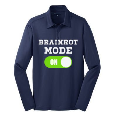 Brainrot Mode On Mental Overdrive Mind Overloaded Obsessed Silk Touch Performance Long Sleeve Polo