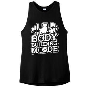 Bodybuilding Mode On Cute Gift Fitness Barbell Workout Bodybuilder Gift Ladies PosiCharge Tri-Blend Wicking Tank