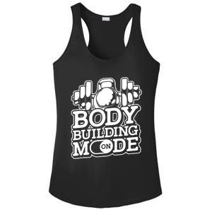 Bodybuilding Mode On Cute Gift Fitness Barbell Workout Bodybuilder Gift Ladies PosiCharge Competitor Racerback Tank