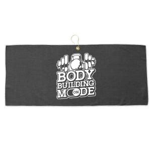 Bodybuilding Mode On Cute Gift Fitness Barbell Workout Bodybuilder Gift Large Microfiber Waffle Golf Towel