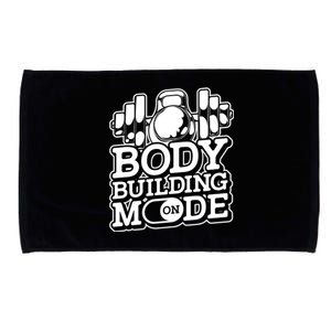 Bodybuilding Mode On Cute Gift Fitness Barbell Workout Bodybuilder Gift Microfiber Hand Towel