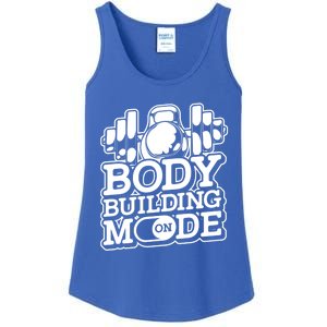 Bodybuilding Mode On Cute Gift Fitness Barbell Workout Bodybuilder Gift Ladies Essential Tank