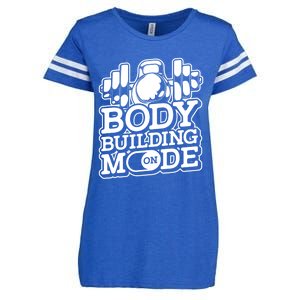 Bodybuilding Mode On Cute Gift Fitness Barbell Workout Bodybuilder Gift Enza Ladies Jersey Football T-Shirt