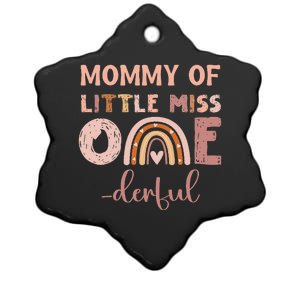 Boho Mommy Of Miss Onederful 1st Birthday Girl Cute Rainbo Ceramic Star Ornament